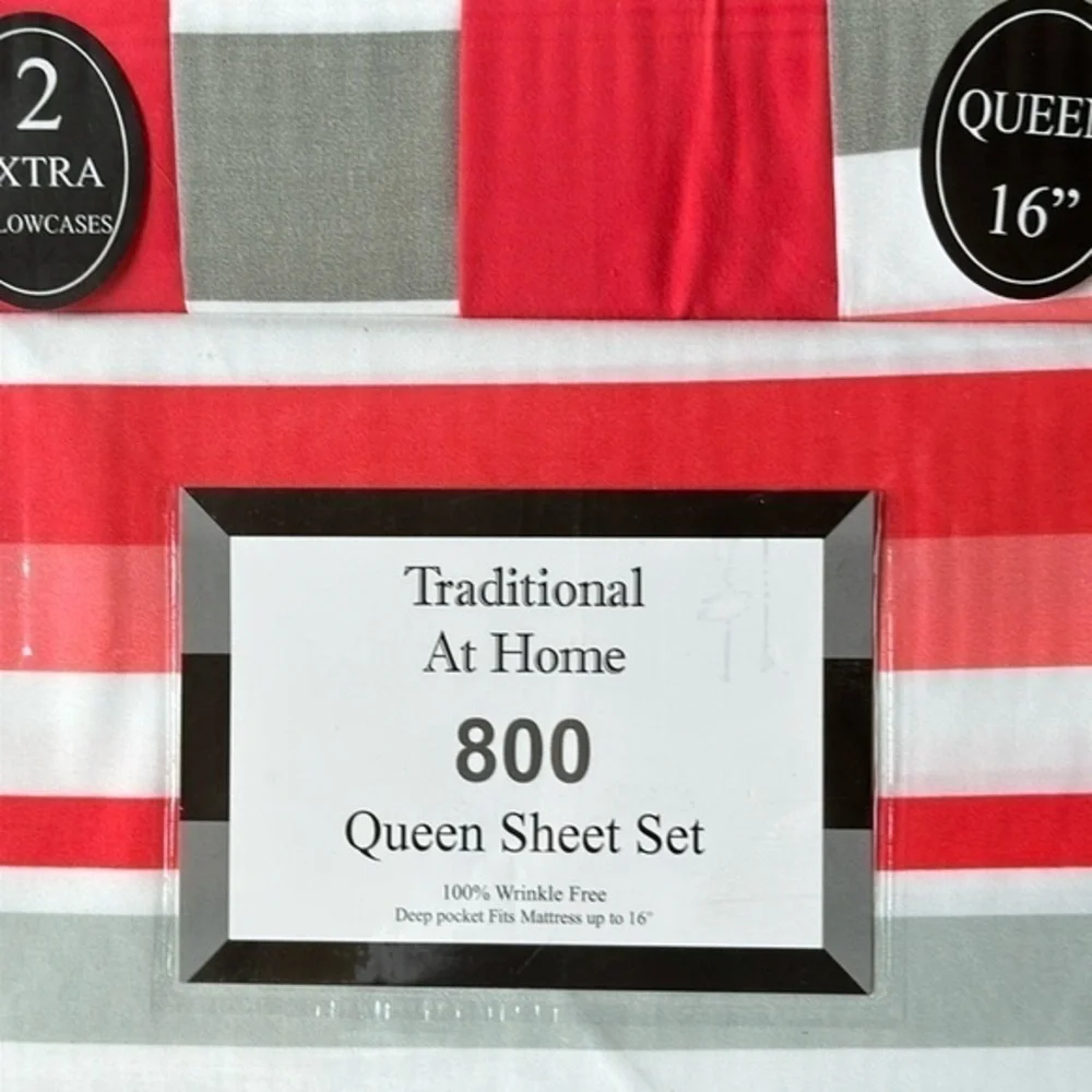 Transitional at Home 6pc Queen Sheet Set Shades of Orange striped pattern
